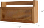 Wall Magazine Rack with PE Rattan Grid,Size 17.3" x 4" x 9.4",File Holder For Entryway,Living Room,Waiting Room,Kids’ room,Office(Retro Brown) - Image 6