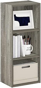 Furinno LUDER Book Shelf, 3-Cube Bookshelf, Bookcase with Open Shelves, 9.3 x 12 x 31.5, Easy Assembly, for Living Room, Bedroom, Home Office, French Oak by Furinno-FitsYourSpaceFitsYourBudget