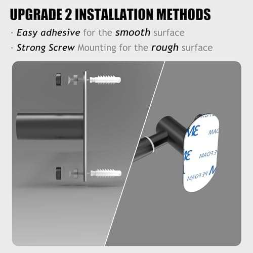 Towel Bar, Adhesive or Drill Wall Mount, Matte Black, 2 Pack - Image 4