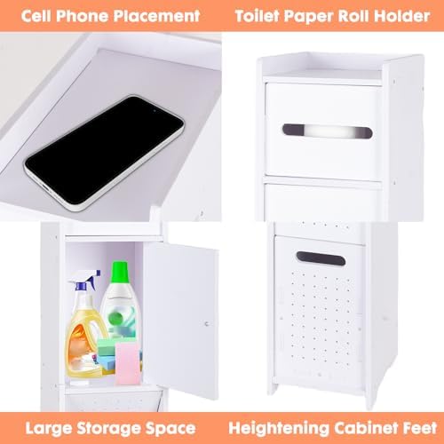 ShellKingdom Toilet Paper Holder Stand with Trash Can, Slim Bathroom Storage Cabinet Shelves, Storage Cabinet for Bathroom Small Spaces, 33.5 x 8.7 x 6.7 inch - Image 7