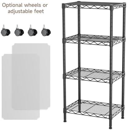 Golpart 4Tier Adjustable Storage Shelves Metal Wire Shelving Standing Shelf - Image 4