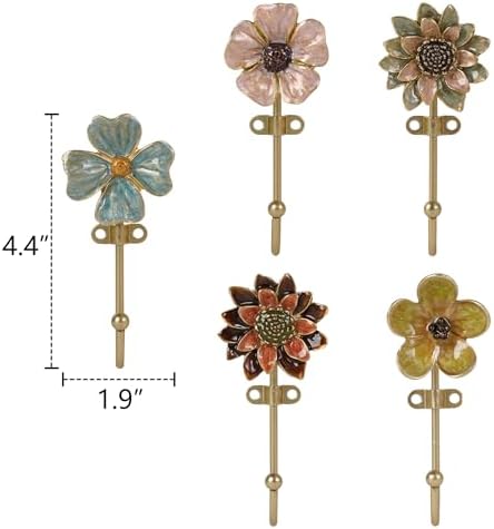 SOFFEE DESIGN Set of 5 Floral Wall Hooks, French Garden Eye-catching Entryway Decor for Coats Hats, Colorful Spring Home Decoration Gift - Image 6