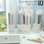Glenmal 12 Pack Magazine File Holder Organizers Vertical Desk, White - Image 3