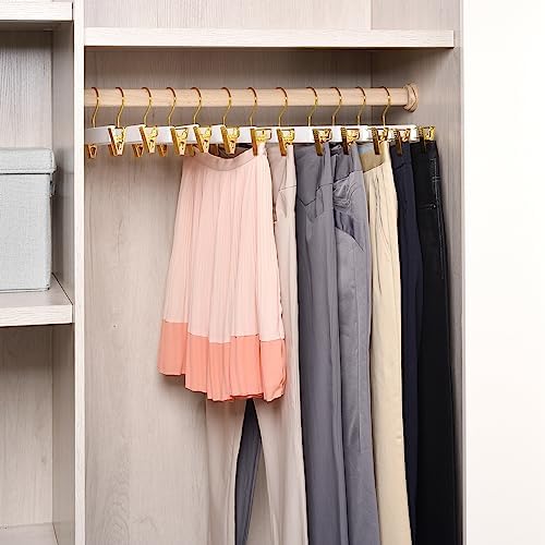 Amber Home 24 Pack White Wooden Pant Skirt Hangers with Gold Hook - Image 6