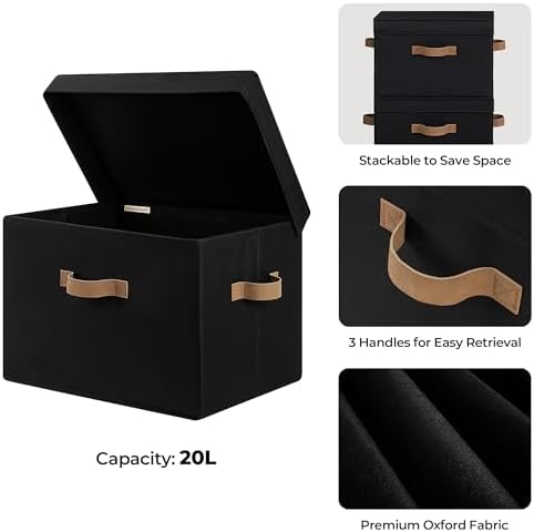 StorageWorks Fabric Storage Bins with Lids, Closet Storage Bins - Image 3