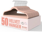 YSSOA Velvet Hangers 50 Pack, Non-Slip Clothes Hangers with Shoulder Notches, 360° Swivel Hooks, Heavy Duty Standard Hanger for Closet Space Saving, Pink by YSSOA