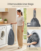 SONGMICS 160L Laundry Hamper, 4-Compartment Laundry Sorter with Lid - Image 5