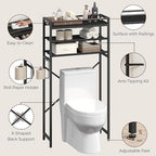 MAHANCRIS Over Toilet Storage, 3-Tier Bathroom Organizer Shelf with Toilet Paper Holder, Freestanding Space Saver Bathroom Shelves Above Toilet for Bathroom, Laundry Room, Black TSBK1201 - Image 6