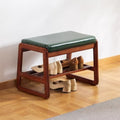 latifolia Solid Wood Bench, Entryway Shoe Bench with Cushion, 2 Tier Shoe Storage Organizer for Hallway, Living Room(Green,21.65''L) by Latifolia