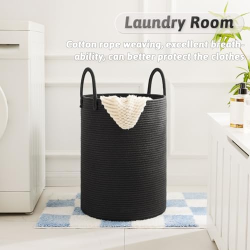 Artfeel Laundry Basket,Woven Cotton Rope Laundry Hamper,60L for Decorative Storage of Dirty Clothes,Toys and Blankets in Bathroom,Baby Room and Living Room - Image 5