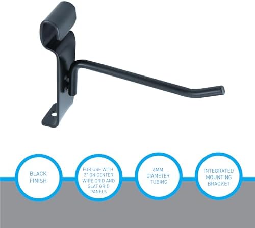 SSWBasics 4 Inch Black Gridwall Hooks - Pack of 50 - Image 5