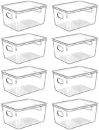 Clear Plastic Storage Bins with Lids, Perfect for Kitchen Organization or Pantry Organization and Storage, Stackable Fridge Organizer Bins, Storage Containers for Organizing, Cabinet Organizers by CONTROLKITCHEN