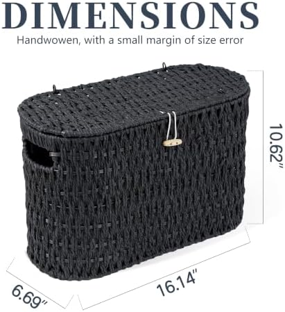 Coeusy Toilet Paper Storage Basket with Lid, Wicker Basket for Bathroom - Image 2