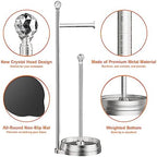 KASUNTO Toilet Paper Holder for Bathroom, Heavy Weighted Metal Free Standing Toilet Paper Holder Stand with Crystal Ball, Toilet Paper Roll Stand for Bathroom Accessories（Brushed Nickel） - Image 3