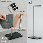 MARMOLUX ACC Free Standing Brushed Nickel Toilet Paper Holder Stand - 4 Jumbo Roll Bathroom Hardware - Standing Toilet Paper Holder - Stainless Steel Toilet Paper Stand - Brushed Steel/Black Marble - Image 3