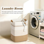 Laundry Hamper, 75L Tall Laundry Basket with Leather Handles, Rectangle Large Clothes Hamper for Organizing, Cotton Woven Laundry Baskets Storage Hampers for Bedroom, Nursery, Living Room - Image 2