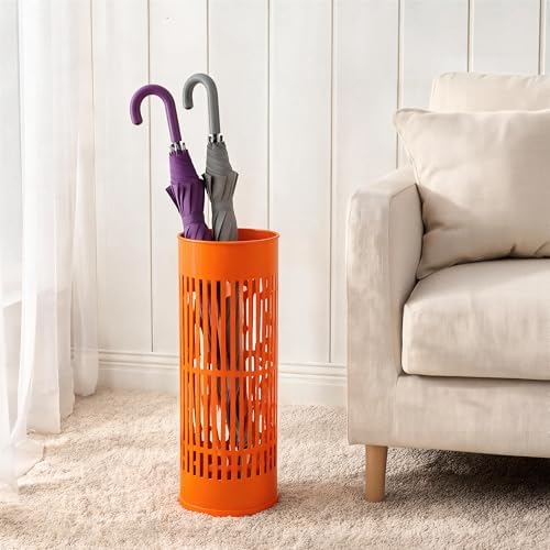 Concepts 21 inch Heavy Duty Metal Umbrella Stand - Durable Storage Holder for Umbrellas - Indoor and Outdoor Use - Stylish and Modern Organizer for Entryways. (Dark Orange) by DHDByConcepts