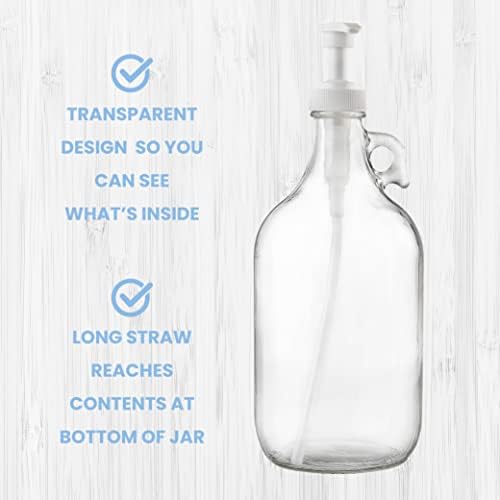 kitchentoolz Half Gallon Glass Pump Dispenser Bottle, Large Jug with Pump for Laundry Soap Dispenser, Liquid Detergent, Fabric Softener, Syrup Pump - 64 oz Made in USA - Image 3