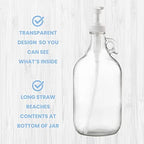kitchentoolz Half Gallon Glass Pump Dispenser Bottle, Large Jug with Pump for Laundry Soap Dispenser, Liquid Detergent, Fabric Softener, Syrup Pump - 64 oz Made in USA - Image 3