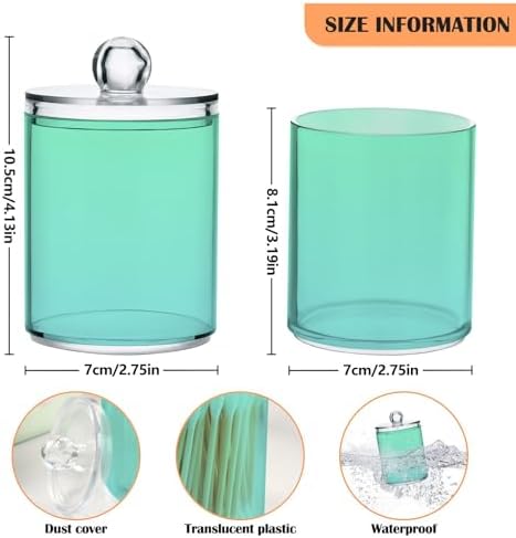4 Pack Qtip Holder Dispenser with Lids,Green Gradient Storage Containers,Bathroom Canisters Organizer for Cotton Ball,Cotton Swab,Cotton Round Pads,Floss 21214689 - Image 2