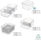 iDesign Crisp 5-Piece Recycled Plastic Refrigerator Organizer Bin Set with Lids, Clear/Gray - Image 3