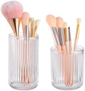 DASITON Makeup Brush Holder Organizer, Crystal Glass Makeup Brushes Storage Holder, Vintage Make Up Brush Cup for Vanity, Pen Pencil Holder for Desk, Toothbrush Holders for Bathroom (Clear SL) by DASITON