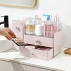 Makeup Organizer Countertop with Makeup Brush Holder,Pink - Image 5