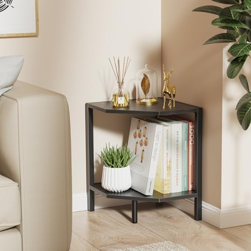 Creso hom Corner Shelf Stand, 2 Tier Industrial Corner Bookshelf - Image 2