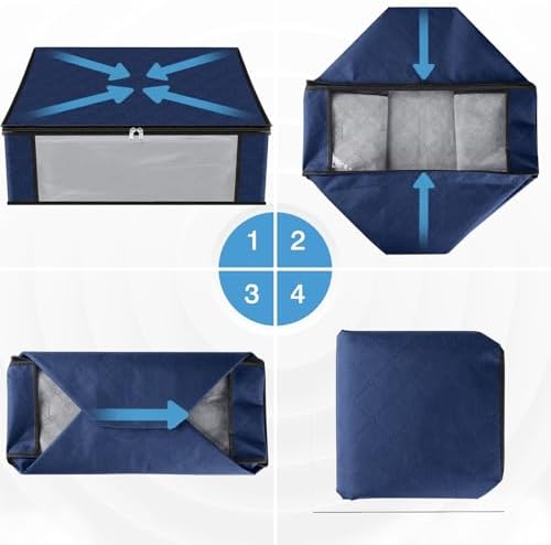 HomeHacks 10-Pack Clothes Organizer Storage Bags, 35L Storage Bins, Blue - Image 3