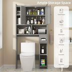 Shintenchi Over the Toilet Storage Cabinet, Bathroom Storage Cabient with Barn Doors, Bathroom Storage Shelf Organizer with Toilet Paper Holder, Adjustable Shelf and Anti-Tip Device, Gray - Image 5