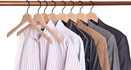 Amber Home 24 Pack Stylish Thin Solid Wooden Shirt Dress Hangers, Sturdy Natural Slim Wood Coat Jacket Hangers with Non-Lacquer Smooth Surface, Extra Space Saving Clothes Hangers (Natural, 24) - Image 6