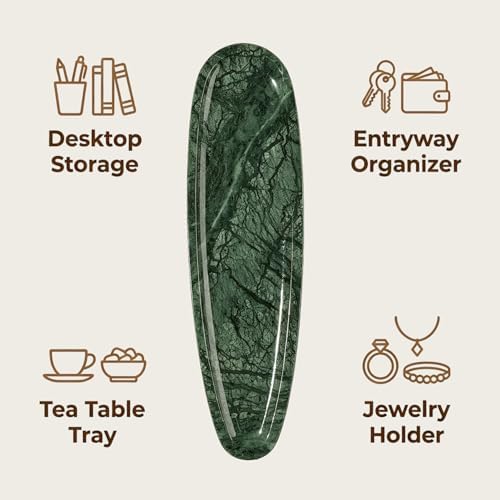 Natural Marble Vanity Tray, 16.6"x4.6", Green - Image 3