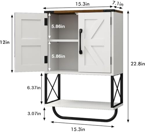 RUSTOWN Farmhouse Medicine Cabinet with 2 Barn Door, Bathroom Wall Cabinet - Image 3