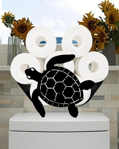 Sea Turtle Toilet Tissue Holder,Animal Paper Holders,Decorative Metal Papers Holder,Funny Toilet Animal Storage for Bathrooms,Bathroom Paper Organizer for Extra 8 Rolls Art Decor by Ahbuohe