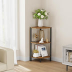 Creso hom Corner Shelf, 3-Tier Industrial Corner Bookshelf with Metal Frame - Image 2