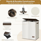 SOLEDI Luxury Double Laundry Hamper with Lid and Removable Bags, 38.3 Gal Large Laundry Bin, Laundry Basket 2 Sections, Collapsible Clothes Hamper for Bedroom, Laundry Room, Bathroom, Off-white - Image 6