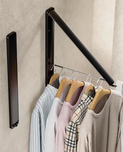 Dr.DJ Clothes Drying Rack Wall Mounted, Retractable & Foldable Clothes Hanger for Laundry Room Organization and Storage, Clothes Hanger Rack for Dorm, Closet, Balcony, Laundry Room(2Pack, Black) by DrDJ