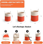 Woven Laundry Hamper Tall Rope Storage Basket for Blanket oys Dirty Clothes in Living Room Bathroom Bedroom (White&Orange, 80L/21.3Gal) - Image 3