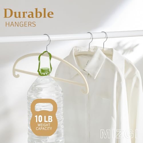 MIZGI 50 Pack Ivory Velvet Hangers - No Shoulder Bumps, Heavy Duty Non-Slip Chrome Hooks for Jackets, Coats, Pants - Image 5