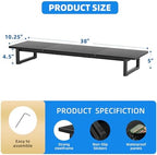 Simple Trending 38" Dual Monitor Stand Riser, Desk Organizer, Black - Image 3