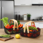Sadnyy 2 Pcs Black Metal Wire Storage Basket with Handle Mesh Harvest Durable Vegetables Fruit Toy Basket for Garden Organizing, Kitchen, Countertop, Closet, Bedroom (12.6 x 9.7 x 4.3 Inch) - Image 4
