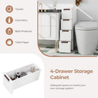 Giantex 4 Drawers Storage Cart, Narrow Plastic Dresser, Rolling Organizer Cart for Office Classroom Bedroom Bathroom Art Craft Supplies, Mobile Slim Utility Cart on Wheels (7.5"x16.5"x29.5") - Image 6