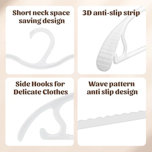 24-Pack White Plastic Short Neck Hangers for Closet Organization - Image 3