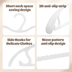 24-Pack White Plastic Short Neck Hangers for Closet Organization - Image 3