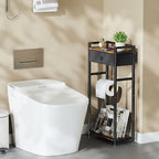 Freestanding Toilet Paper Holder Stand with Storage Drawer, Narrow Bathroom Shelf, Spare Roll Basket, 4-Way Install Paper Arm, Space-Saving Rack for Apartments & RVs (Brown) - Image 2