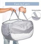 4 Pack Collapsible Laundry Baskets, Foldable Laundry Basket with Pocket, Durable Pop Up Hampers, Reinforced Handles Dirty Clothes Hamper for Laundry, Bedroom, Bathroom, Dorm, Travel or Camping Grey - Image 6