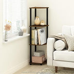 Furinno TURN-N-TUBE Corner Shelf, 4-Tier Corner Bookshelf, Display Storage Shelves with Open Shelves, for Organization and Storage, Living Room, Home Office, Garage, Amber Pine - Image 2
