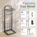 Toilet Paper Holder Stand Freestanding with Storage Basket for Bathroom - Image 7