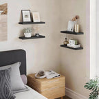 BAYKA Black Floating Shelves 15.7in, Set of 4, Wall Mount Rustic Wood Shelf - Image 2