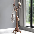 Bekrvio Coat Rack Freestanding Wood Coat Tree Rack with 8 Hooks, Walnut by Bekrvio